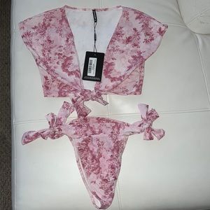 Pretty Little Thing pink flower bikini set